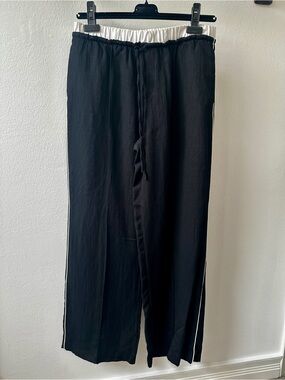 ZARA Black Drawstring and pockets Wide-Leg Pants